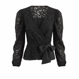 Express Black Lace Faux Wrap Blouse